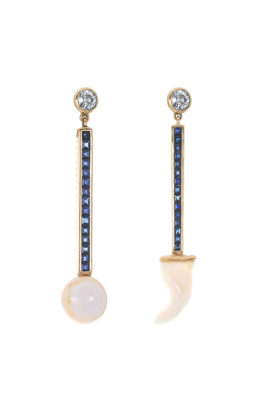 DEZSO BY SARA BELTRAN-Pearl Sapphire Mismatch Earrings-ROSE GOLD