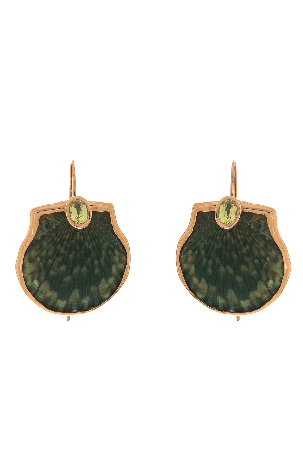 DEZSO BY SARA BELTRAN-Yellow Sapphire Scallop Shell Earrings-ROSE GOLD