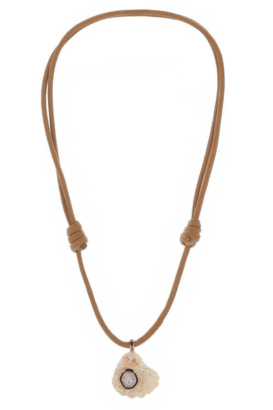 Diamond Cat Paw Shell Brown Necklace-ROSE GOLD-JEWELRYFINE JEWELNECKLACE O-DEZSO BY SARA BELTRAN
