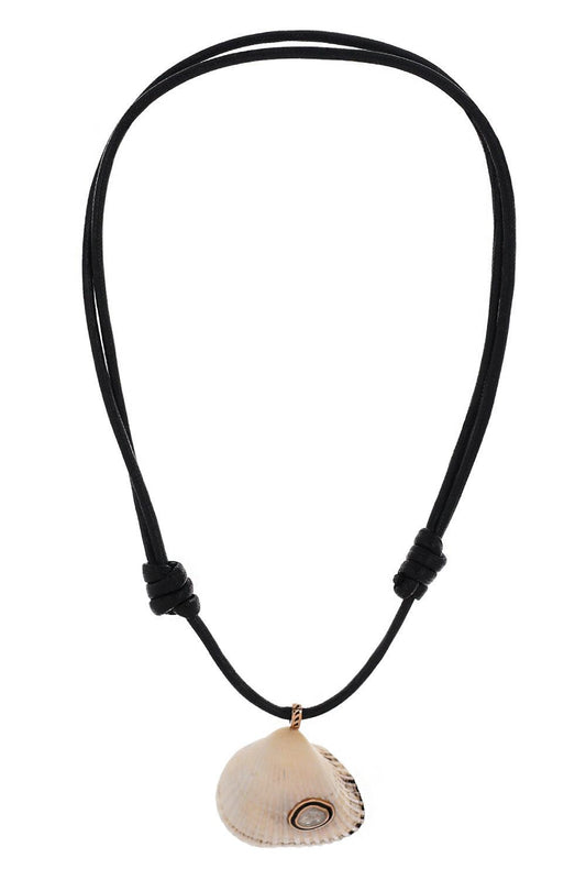 Diamond Grande Edul Shell Necklace-ROSE GOLD-JEWELRYFINE JEWELNECKLACE O-DEZSO BY SARA BELTRAN