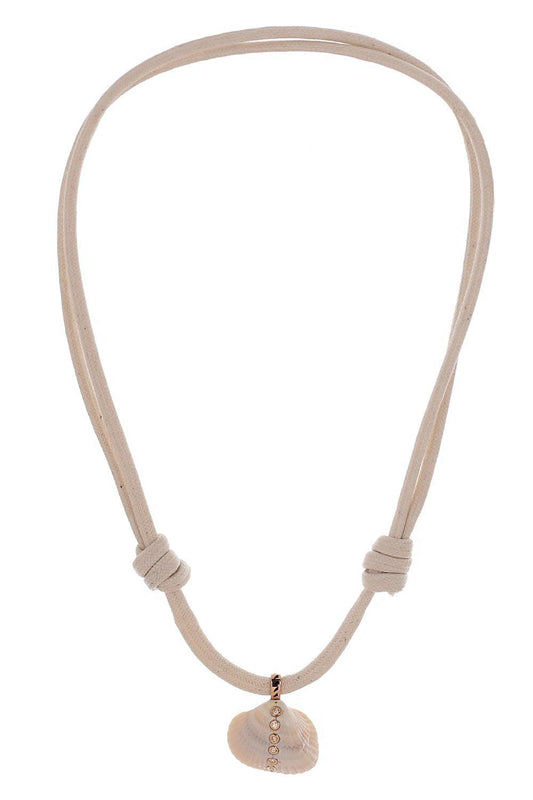 Diamond Line Edul Shell Necklace-ROSE GOLD-JEWELRYFINE JEWELNECKLACE O-DEZSO BY SARA BELTRAN