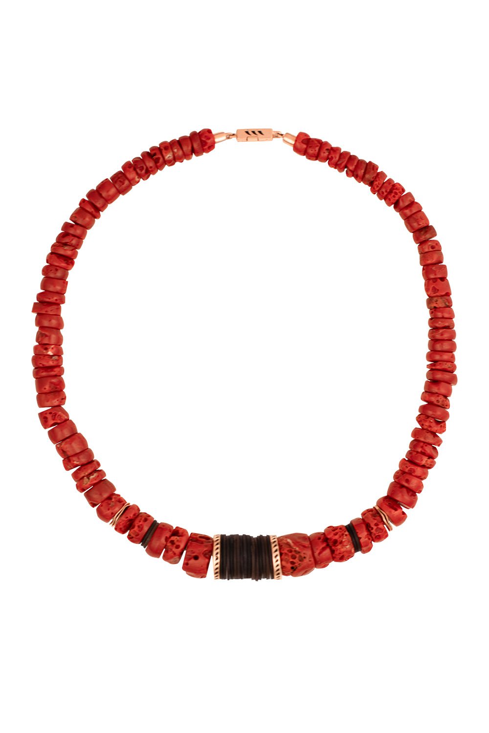 DEZSO BY SARA BELTRAN-Red Coral Puka Necklace - 15mm-ROSE GOLD