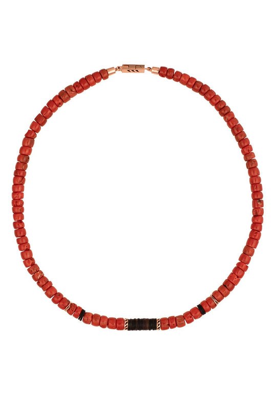 DEZSO BY SARA BELTRAN-Red Coral Puka Necklace - 6mm-ROSE GOLD