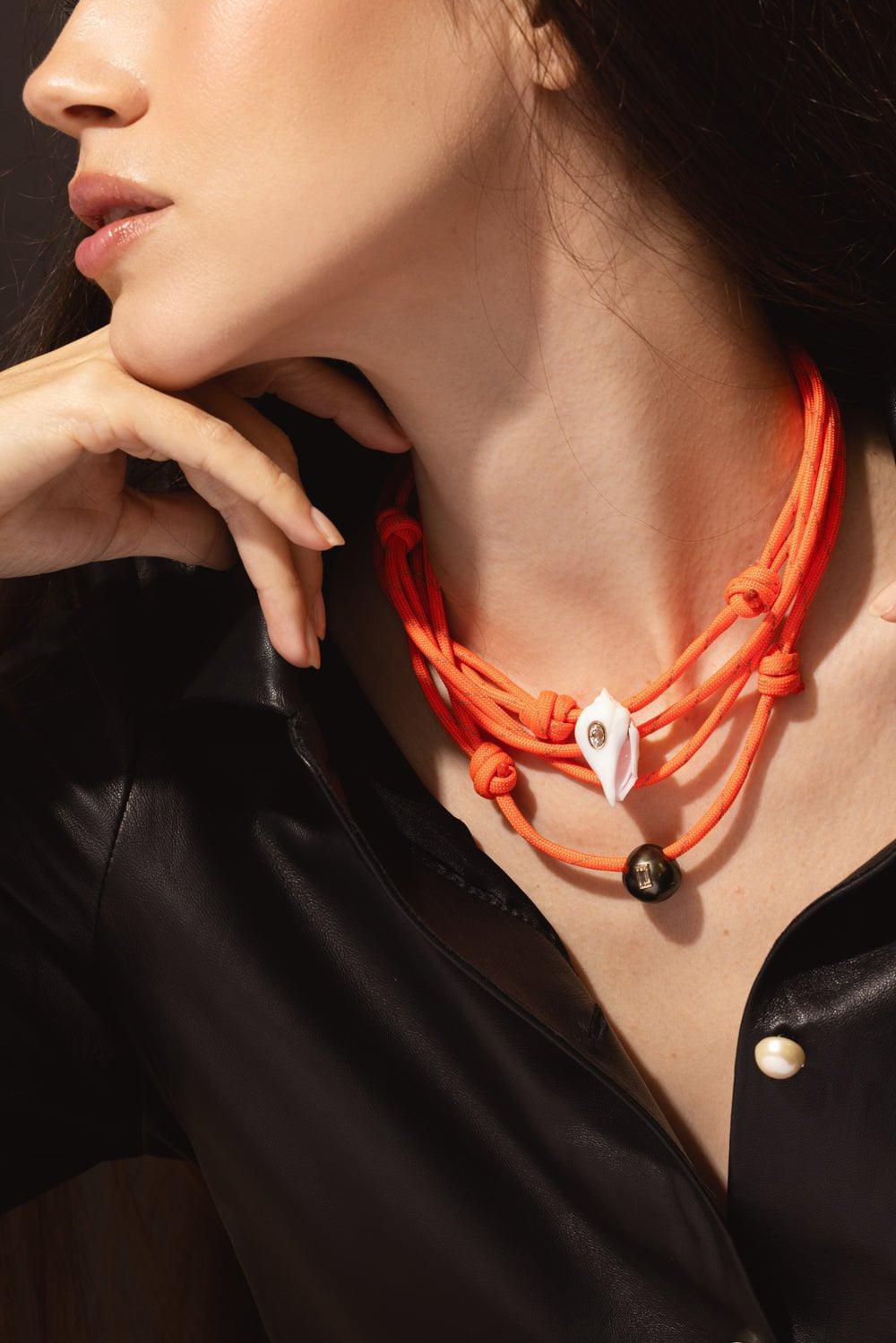DEZSO BY SARA BELTRAN-White Shell Choker Necklace-ROSE GOLD