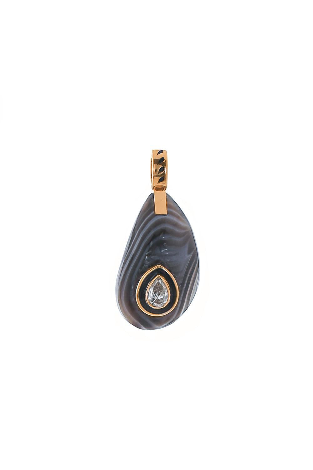 Agate Diamond Mussel Shell Charm-ROSE GOLD-JEWELRYFINE JEWELPENDANT-DEZSO BY SARA BELTRAN