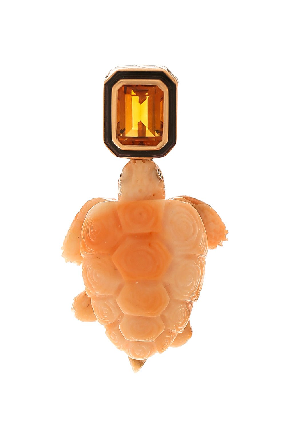 DEZSO BY SARA BELTRAN-Carved Coral Turtle Pendant-ROSE GOLD