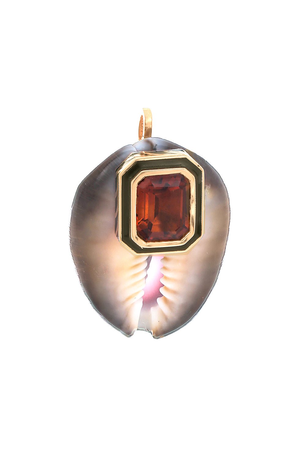 DEZSO BY SARA BELTRAN-Citrine Cowry Shell Pendant-ROSE GOLD