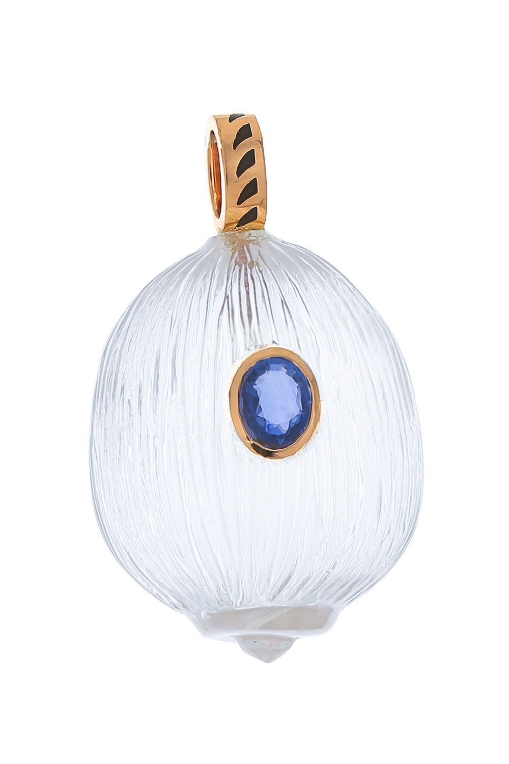 DEZSO BY SARA BELTRAN-Curved Crystal Sapphire Coquito Pendant-ROSE GOLD