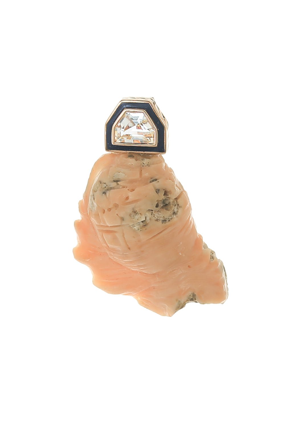 DEZSO BY SARA BELTRAN-Deco Diamond Coral Shell Pendant-ROSE GOLD