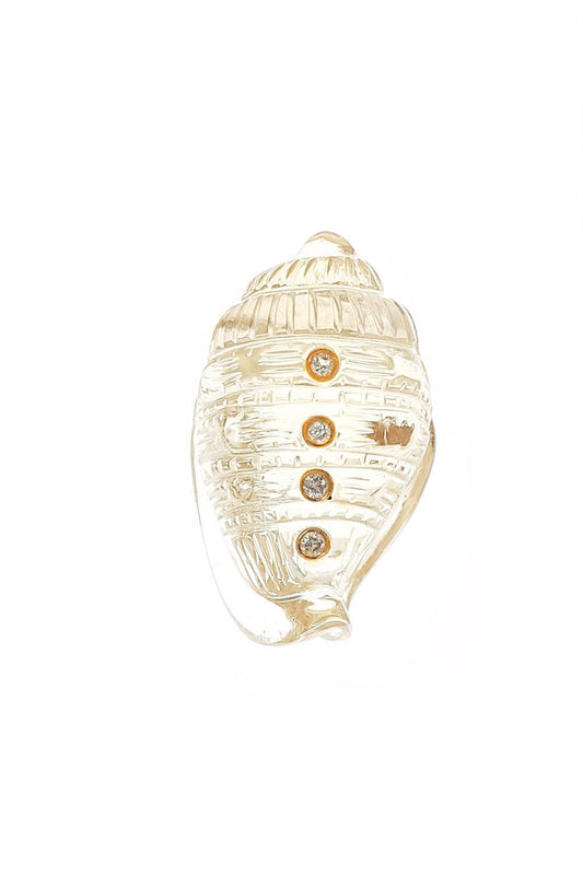 Diamond Classic Carved Helmet Shell Bead-ROSE GOLD-JEWELRYFINE JEWELPENDANT-DEZSO BY SARA BELTRAN