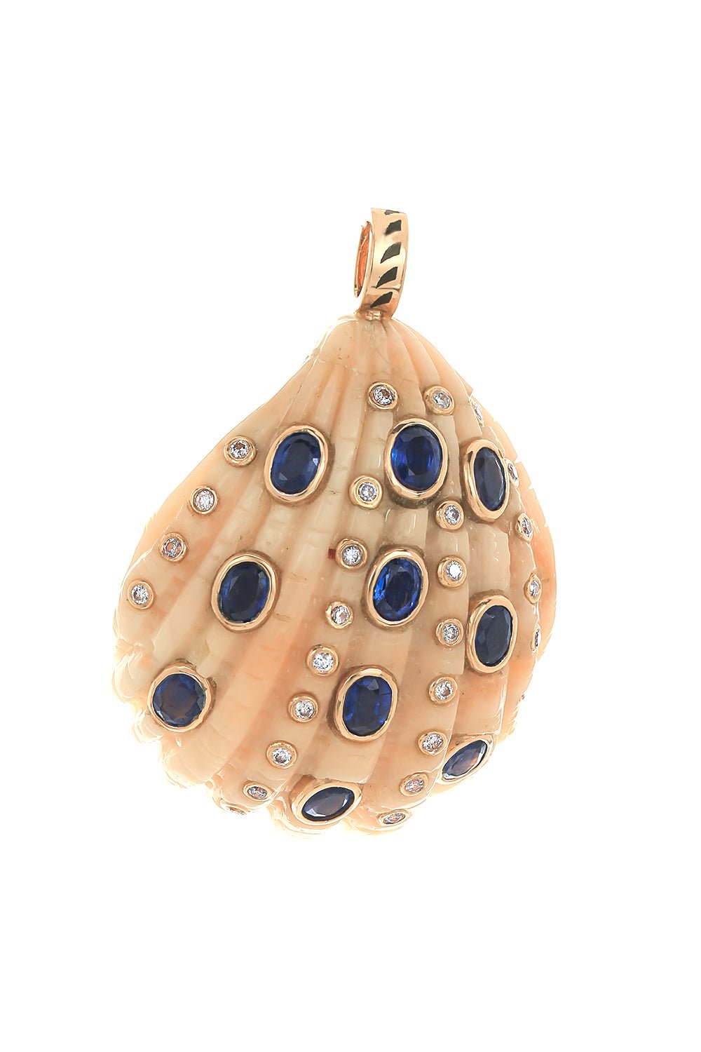 DEZSO BY SARA BELTRAN-Kyanite Diamond Coral Shell Pendant-ROSE GOLD
