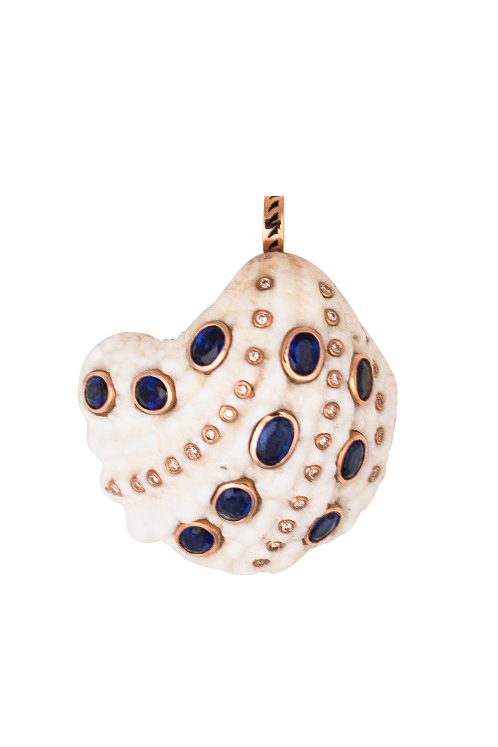 DEZSO BY SARA BELTRAN-Kyanite Diamond Shell Pendant-ROSE GOLD