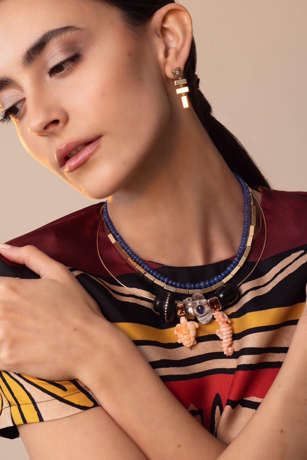 DEZSO BY SARA BELTRAN-Malachite Kyanite Bead Charm-ROSE GOLD