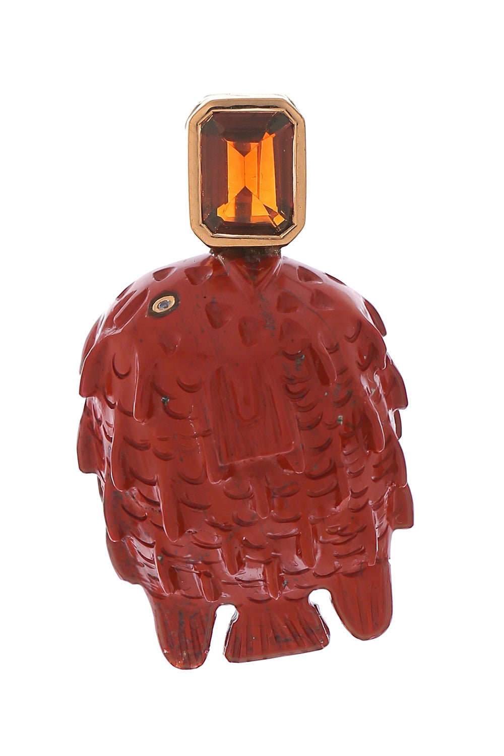 DEZSO BY SARA BELTRAN-Red Jasper Citrine Puffer Fish Pendant-ROSE GOLD