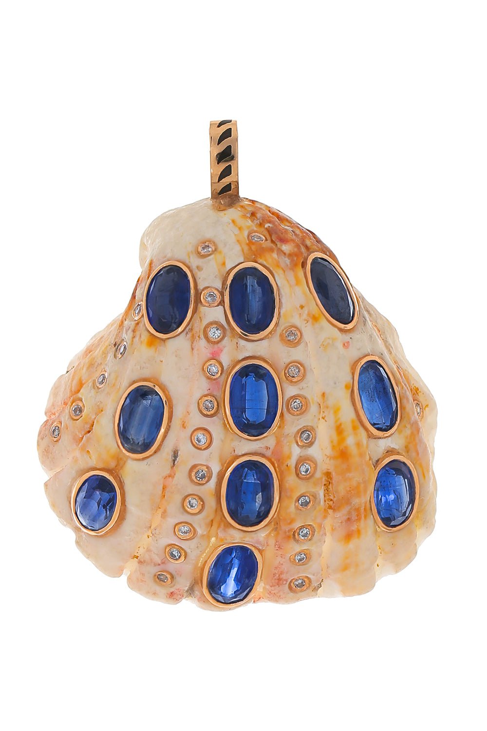 DEZSO BY SARA BELTRAN-Sapphire Diamond Clam Shell Pendant-ROSE GOLD