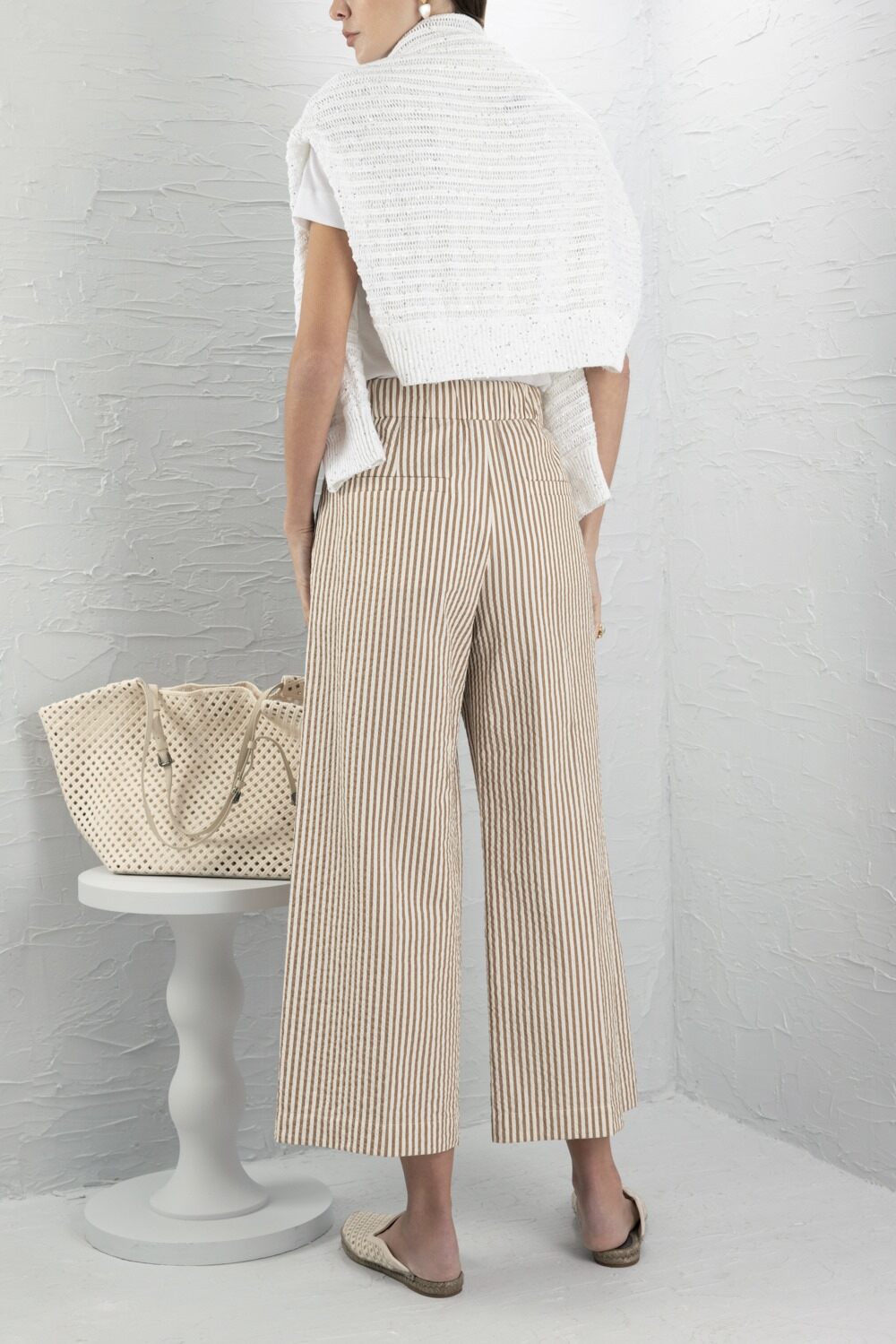 Stripe Elastic Waist Pant-STRIPE-38-CLOTHINGPANTCASUAL-BRUNELLO CUCINELLI