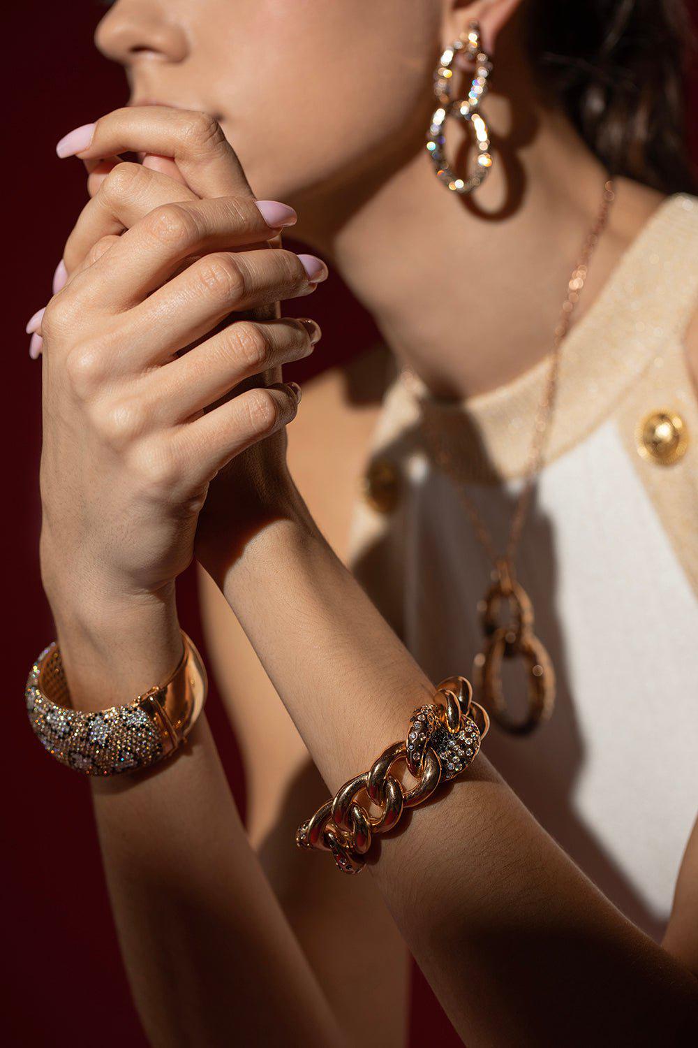 DIANA M. JEWELS-Diamond Leopard Bangle-ROSE GOLD