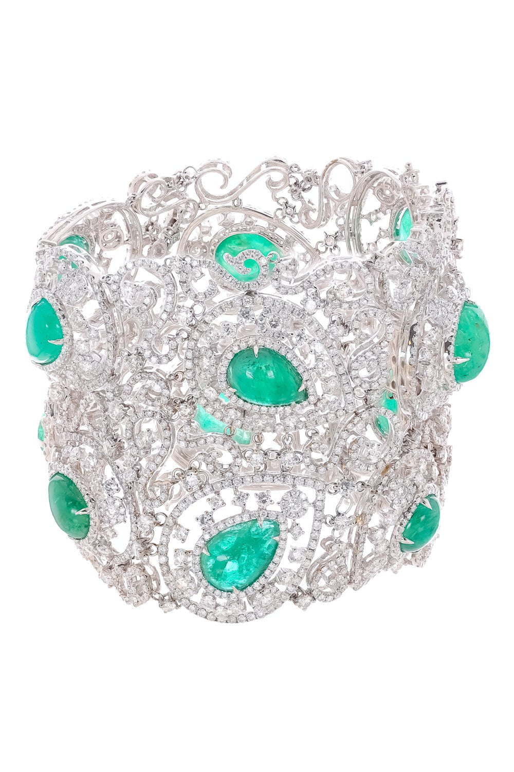 DIANA M. JEWELS-Emerald Diamond Bracelet-WHITE GOLD