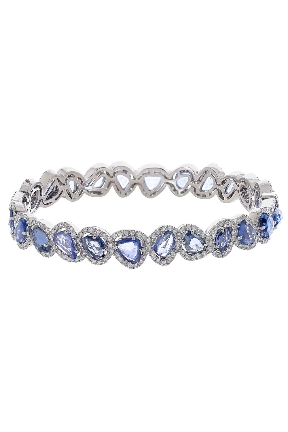 DIANA M. JEWELS-Sapphire Diamond Bangle-WHITE GOLD