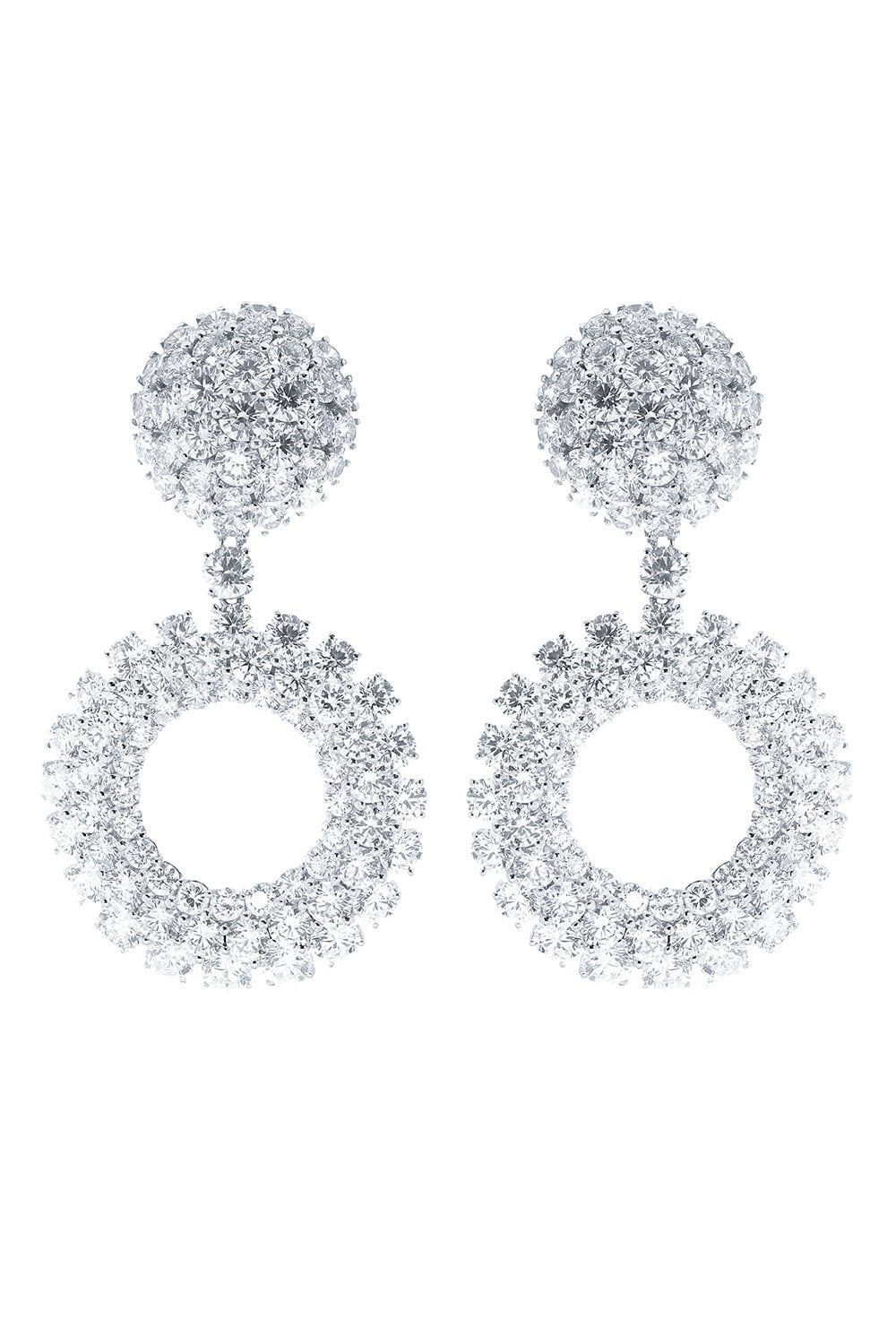 DIANA M. JEWELS-Diamond Circle Drop Earrings-WHITE GOLD