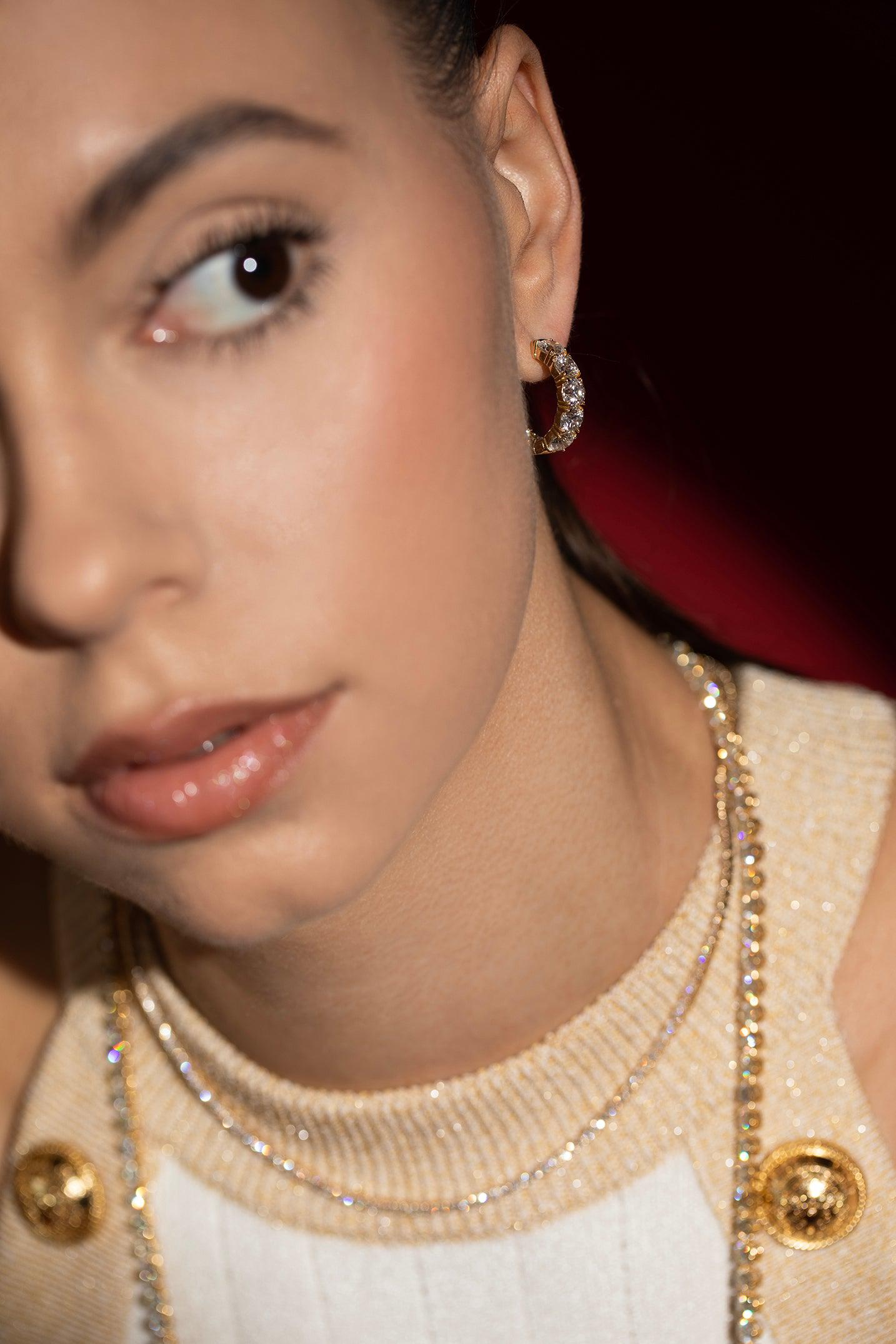 DIANA M. JEWELS-Diamond Hoop Earrings-YELLOW GOLD
