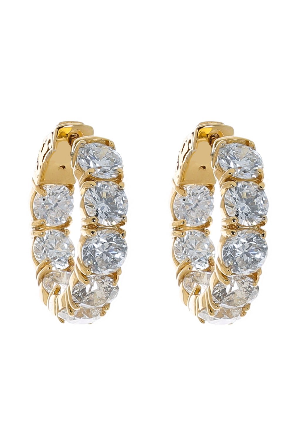 DIANA M. JEWELS-Diamond Hoop Earrings-YELLOW GOLD