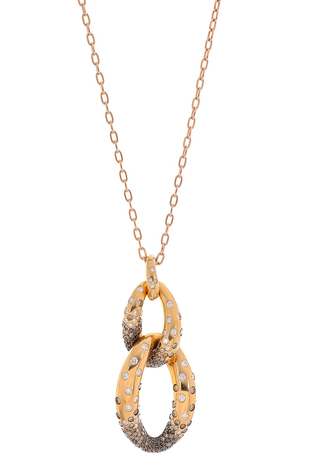 DIANA M. JEWELS-Champagne Black Diamond Link Necklace-ROSE GOLD