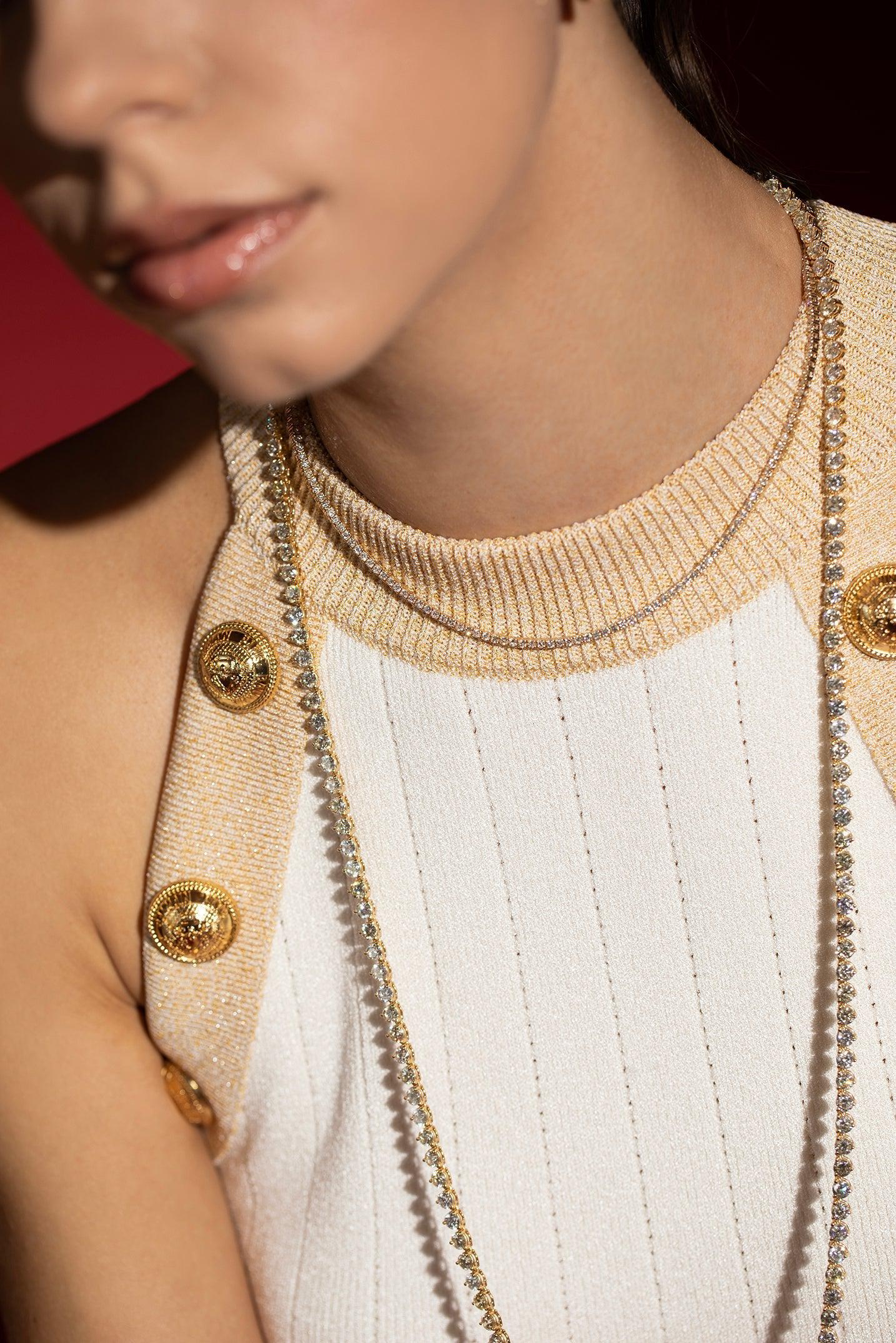DIANA M. JEWELS-Classic Tennis Necklace-YELLOW GOLD