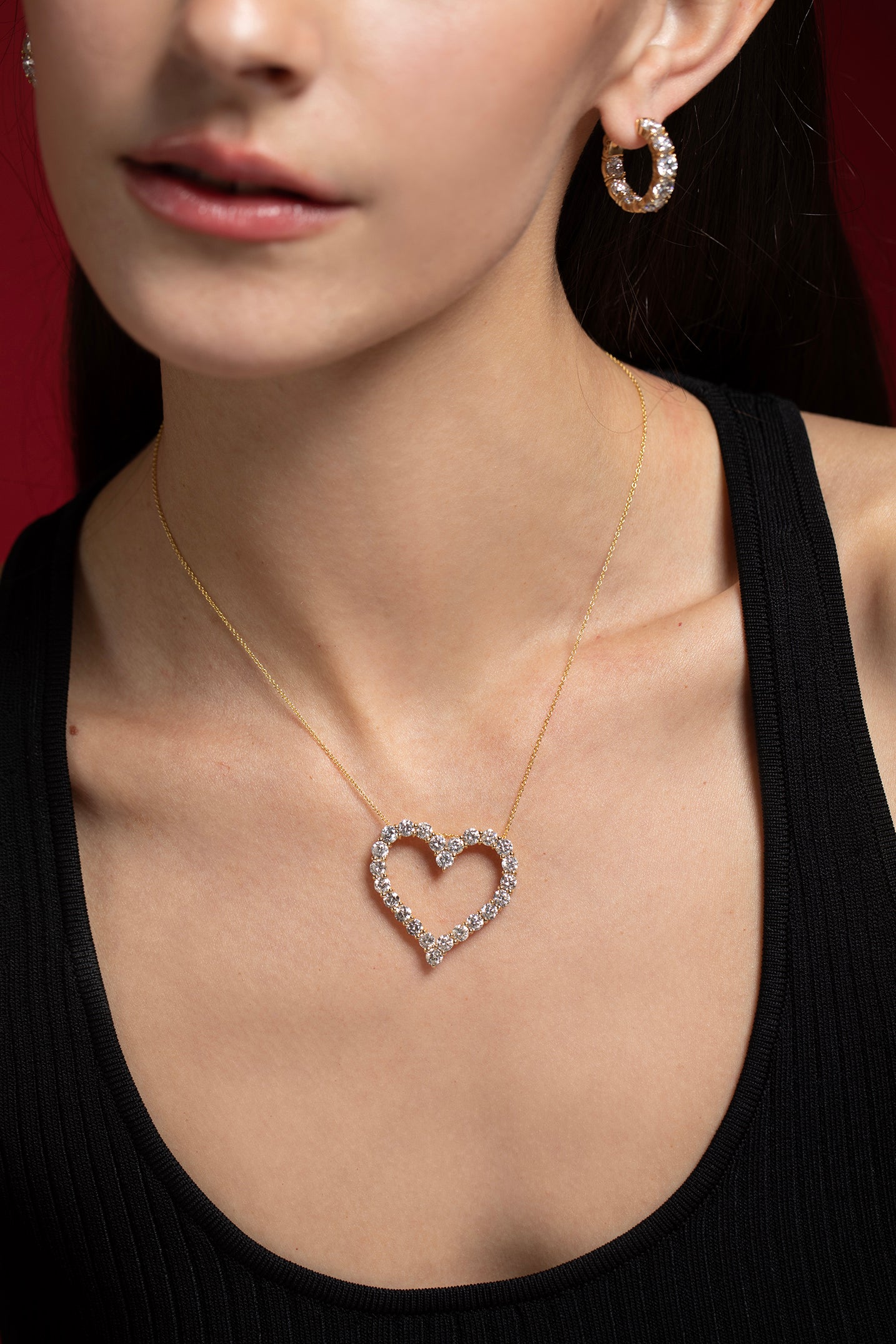 DIANA M. JEWELS-Diamond Heart Necklace-YELLOW GOLD
