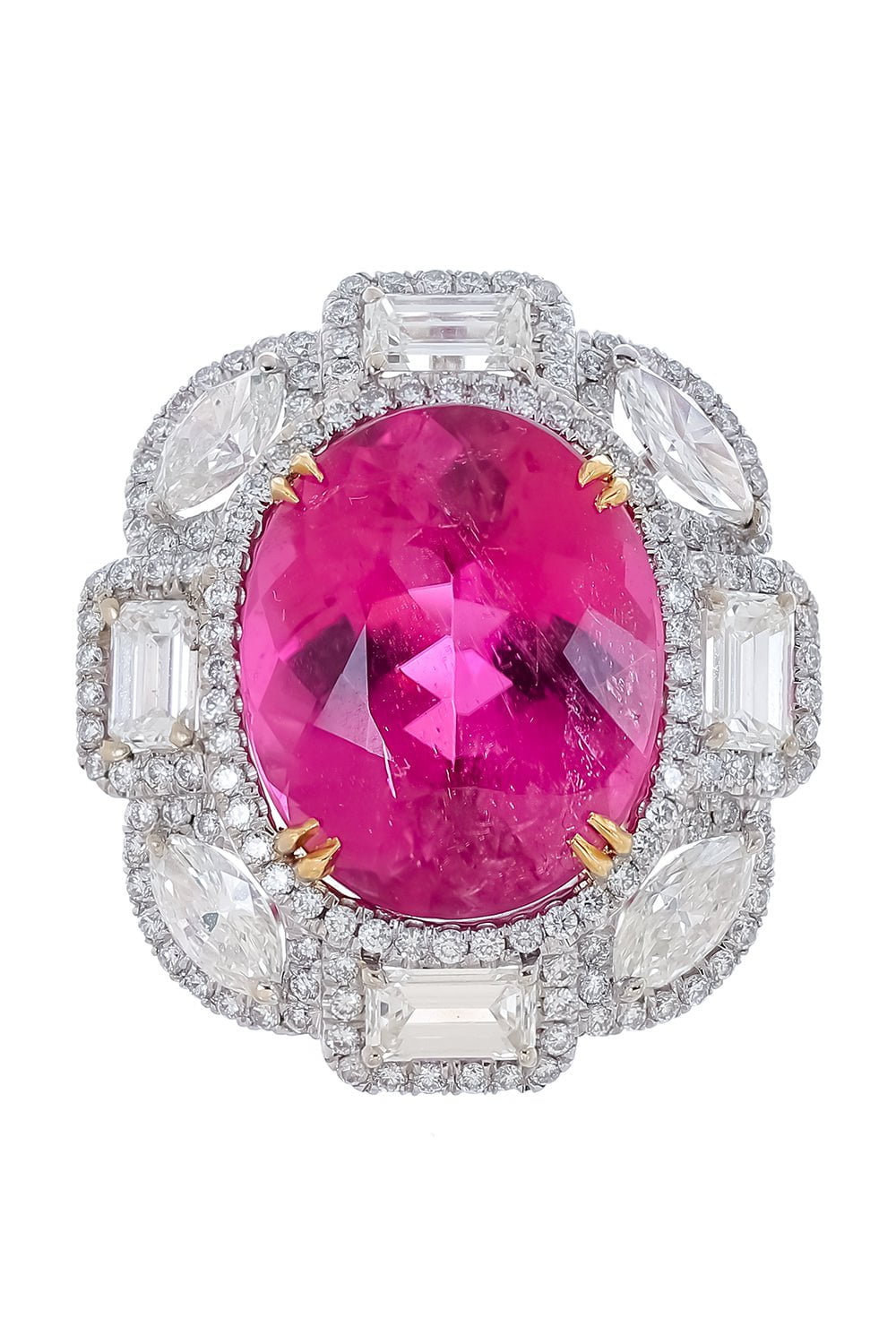 DIANA M. JEWELS-Pink Turmaline Diamond Ring-PLATINUM