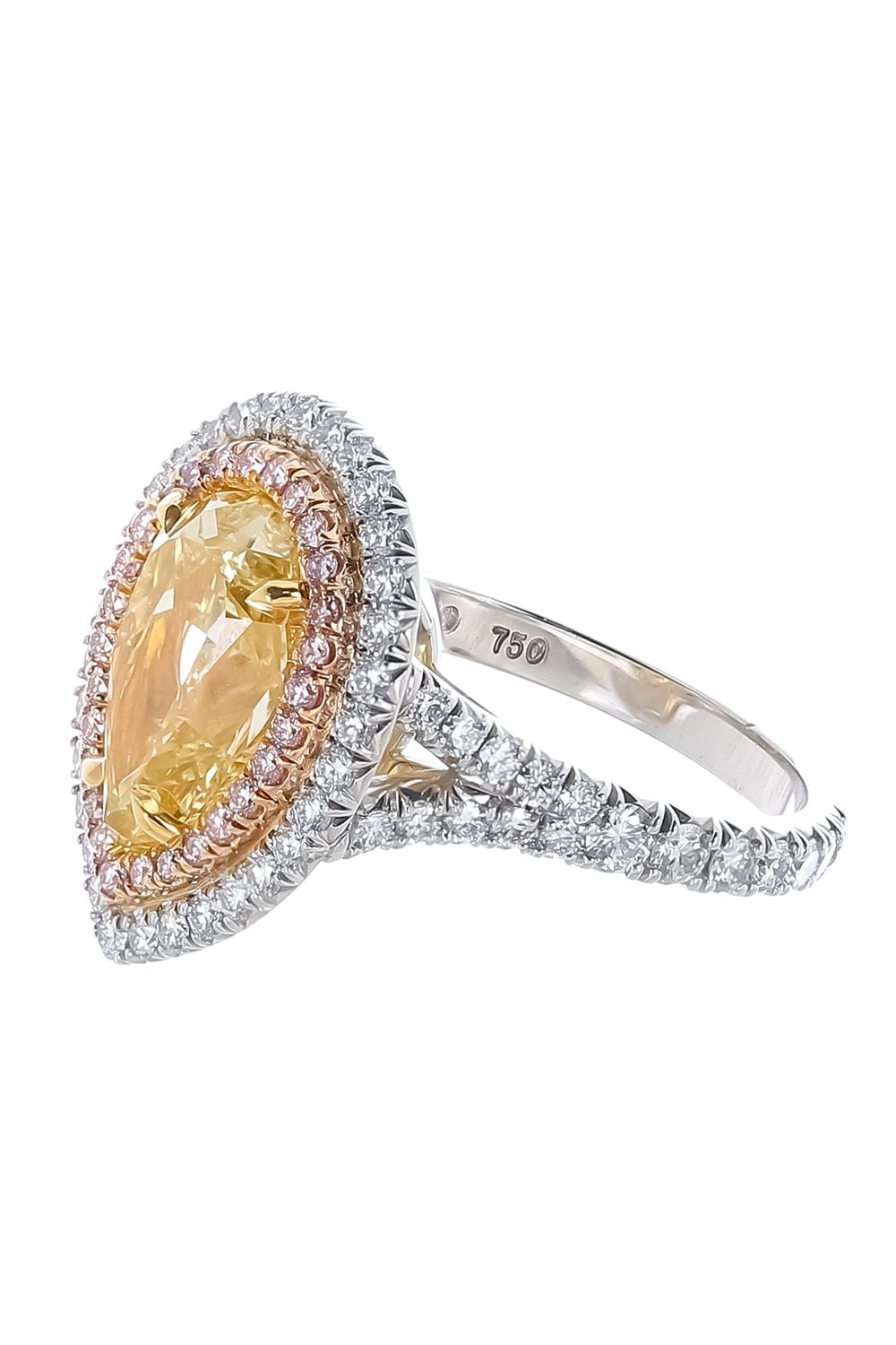 DIANA M. JEWELS-Yellow Diamond Halo Ring-PLATINUM