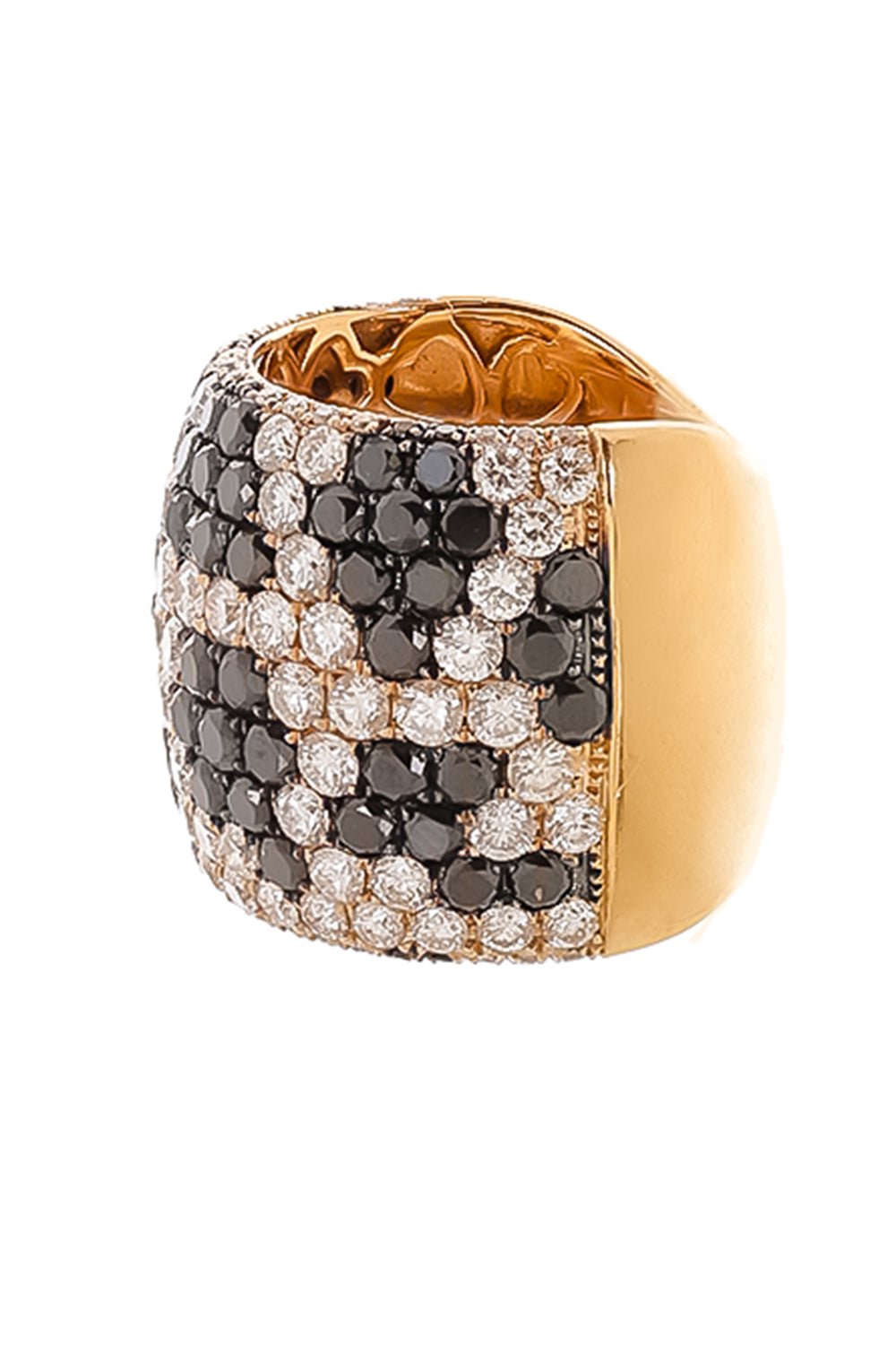 DIANA M. JEWELS-White Black Diamond Ring-ROSE GOLD