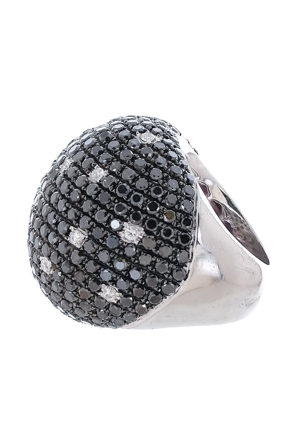 DIANA M. JEWELS-Black Diamond Dome Ring-WHITE GOLD