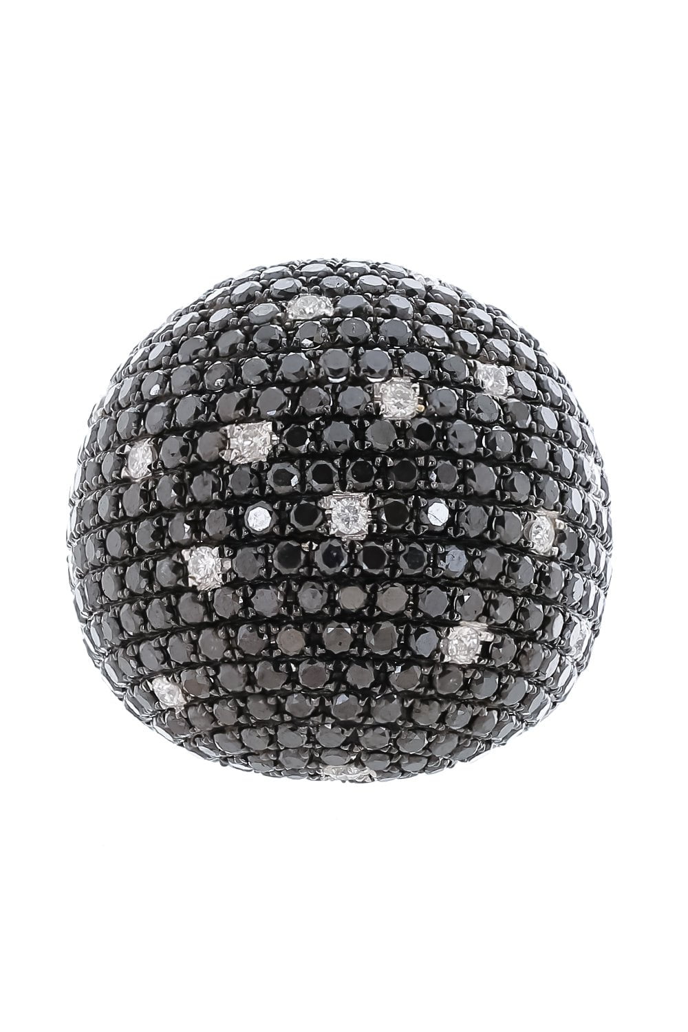 DIANA M. JEWELS-Black Diamond Dome Ring-WHITE GOLD