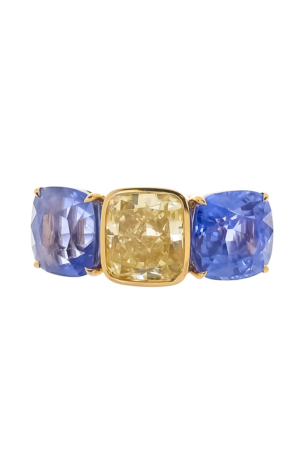 DIANA M. JEWELS-Blue Sapphire Diamond Ring-YELLOW GOLD