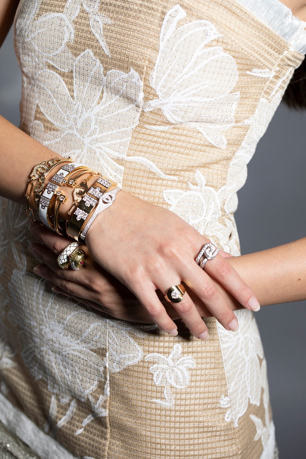 DINH VAN-Menottes R15 Diamond Bracelet-YELLOW GOLD