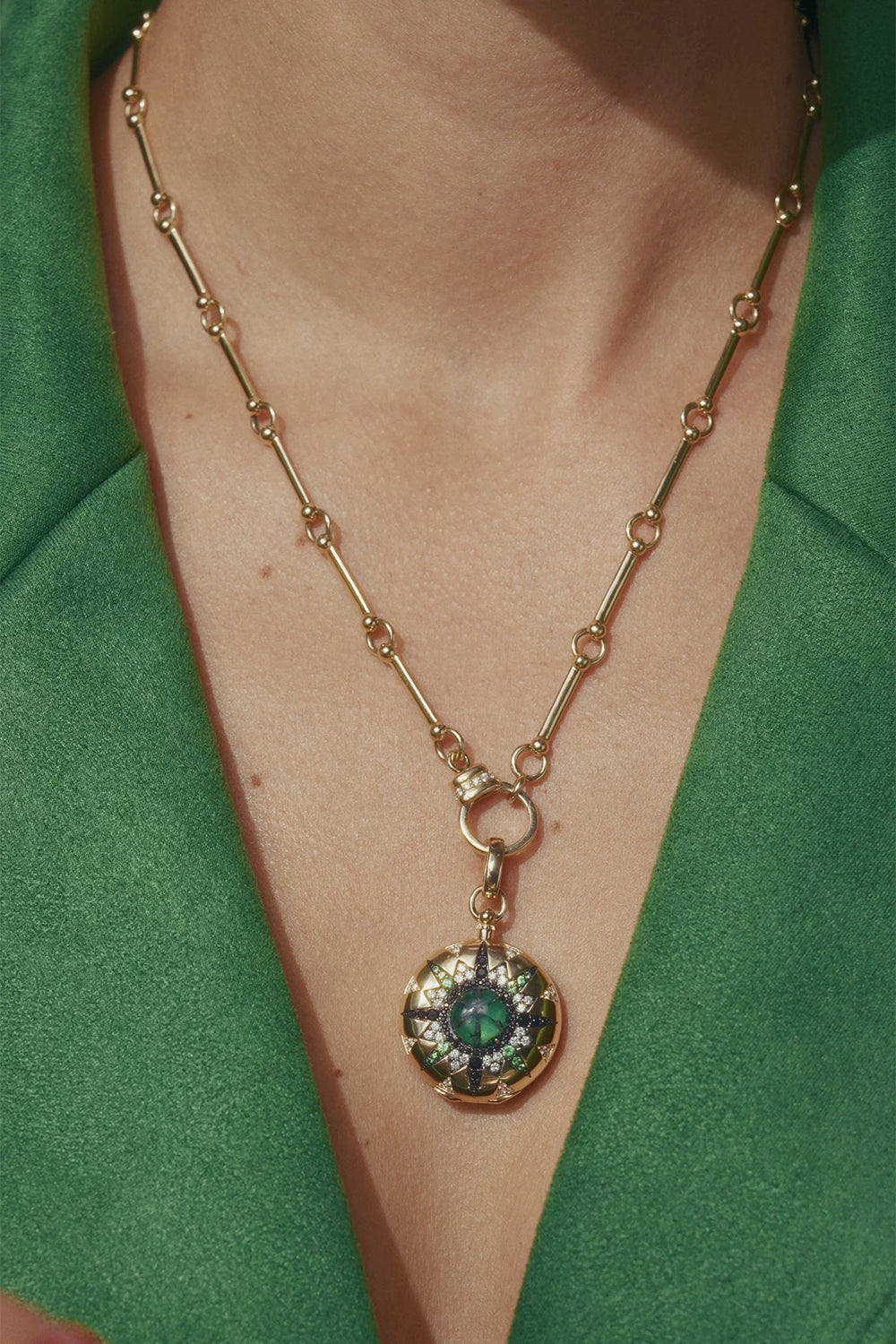 Emerald Diamond Major Decision Locket Pendant