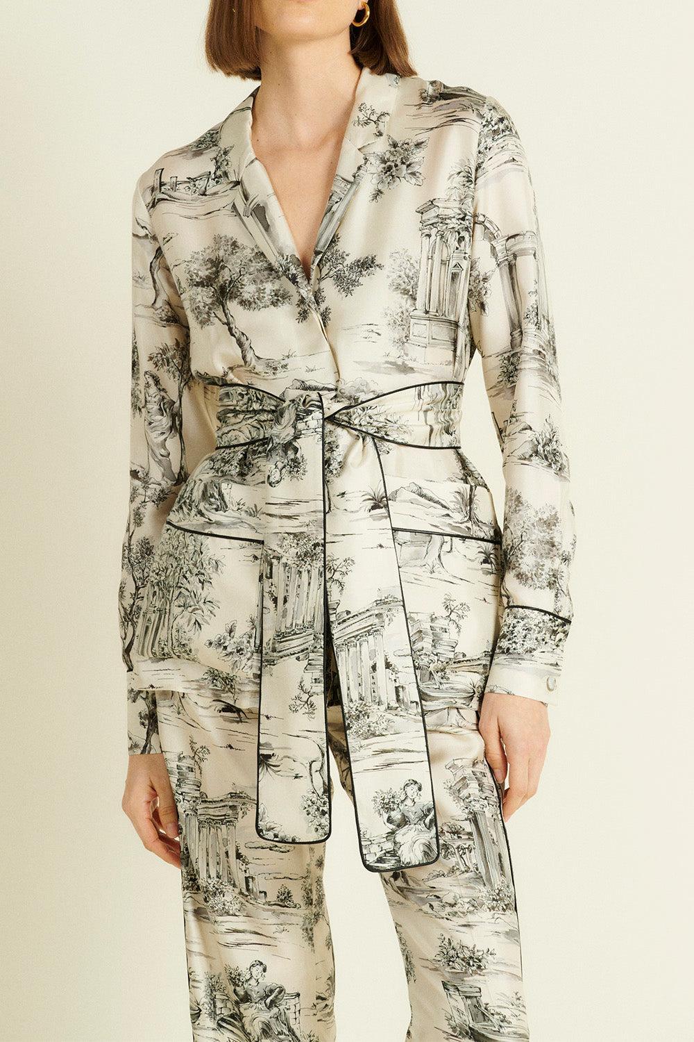 Ava Belt Blouse-NOVELTY-36-CLOTHINGTOPBLOUSE-DMN PARIS