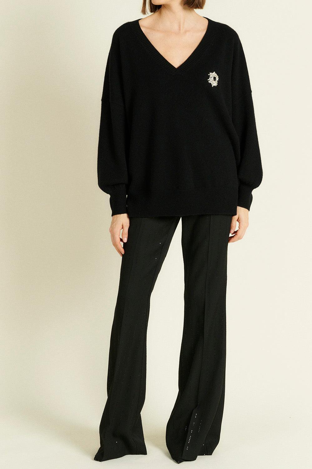 Perle Knit Top-BLACK-1-CLOTHINGTOPSWEATER-DMN PARIS