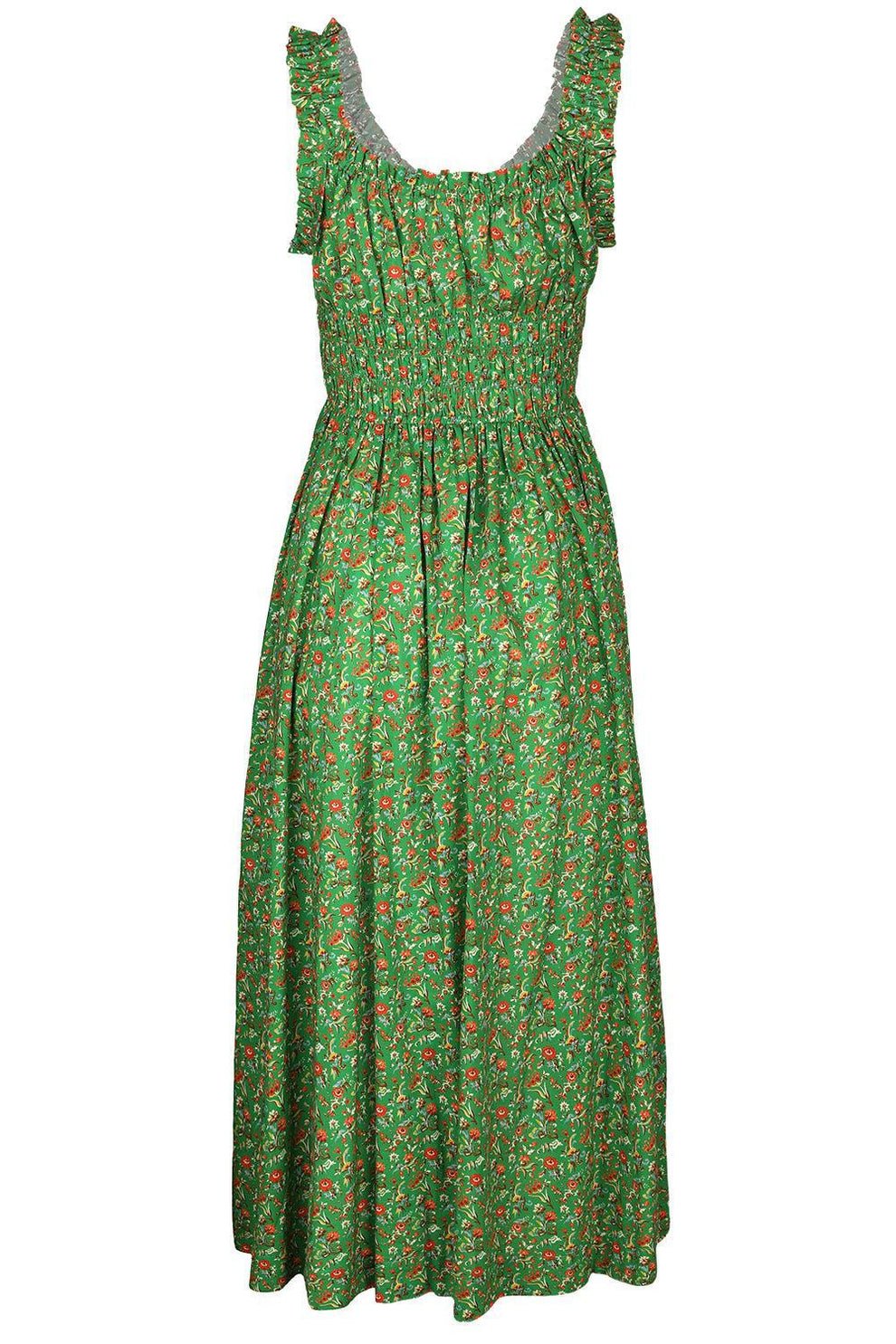 doen green dress Rent Den UK 8 viscose twill Doen Ginette Paneled Floral-Jacquard Satin