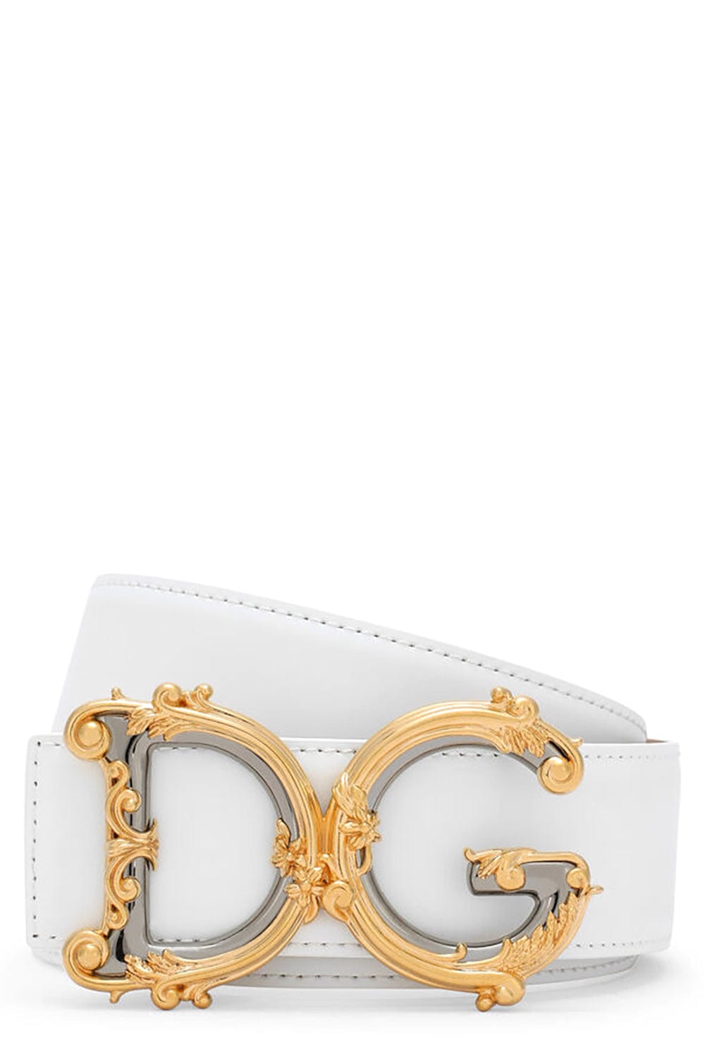 DOLCE & GABBANA-Belt With DG Logo Buckle - Bianco-