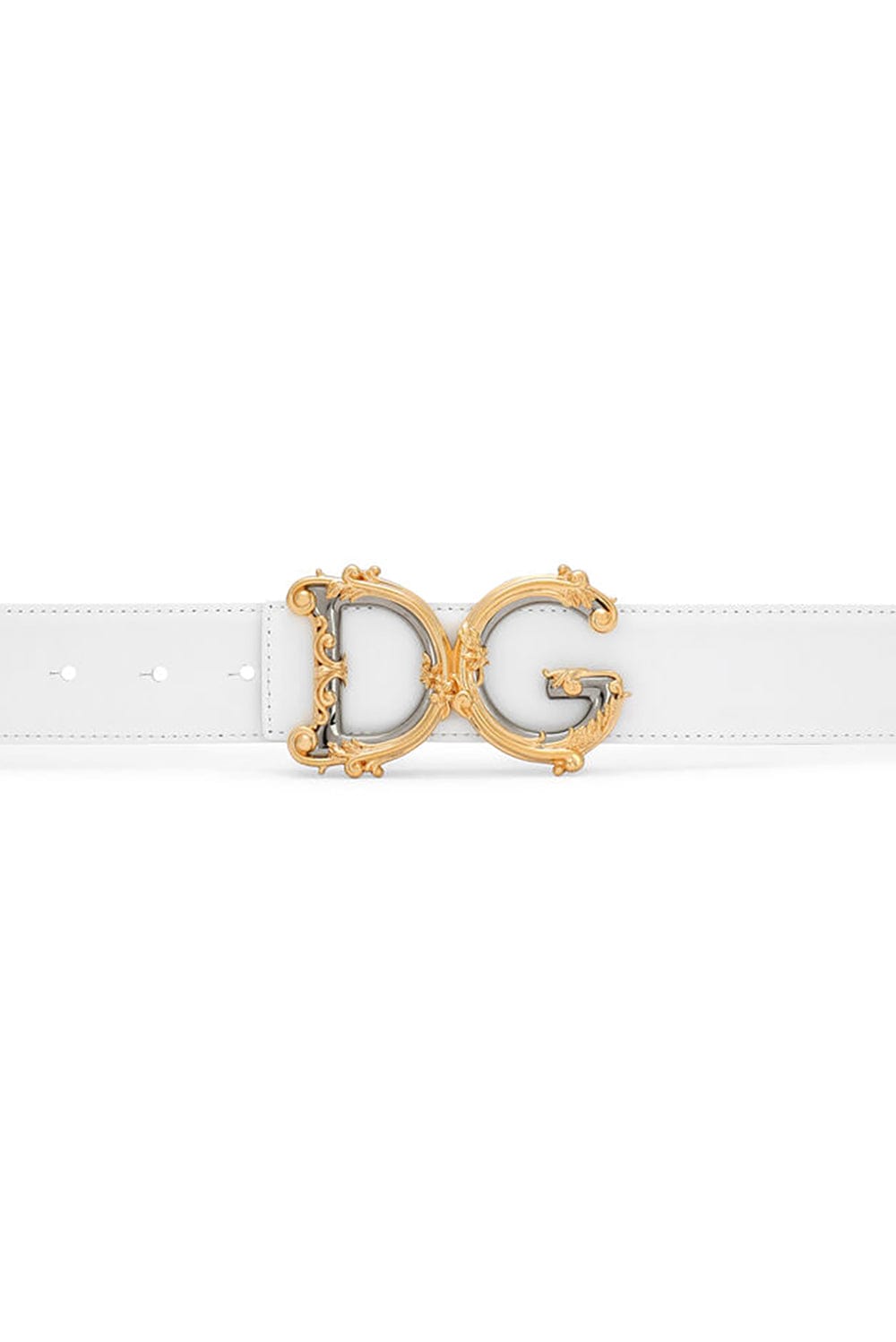 DOLCE & GABBANA-Belt With DG Logo Buckle - Bianco-