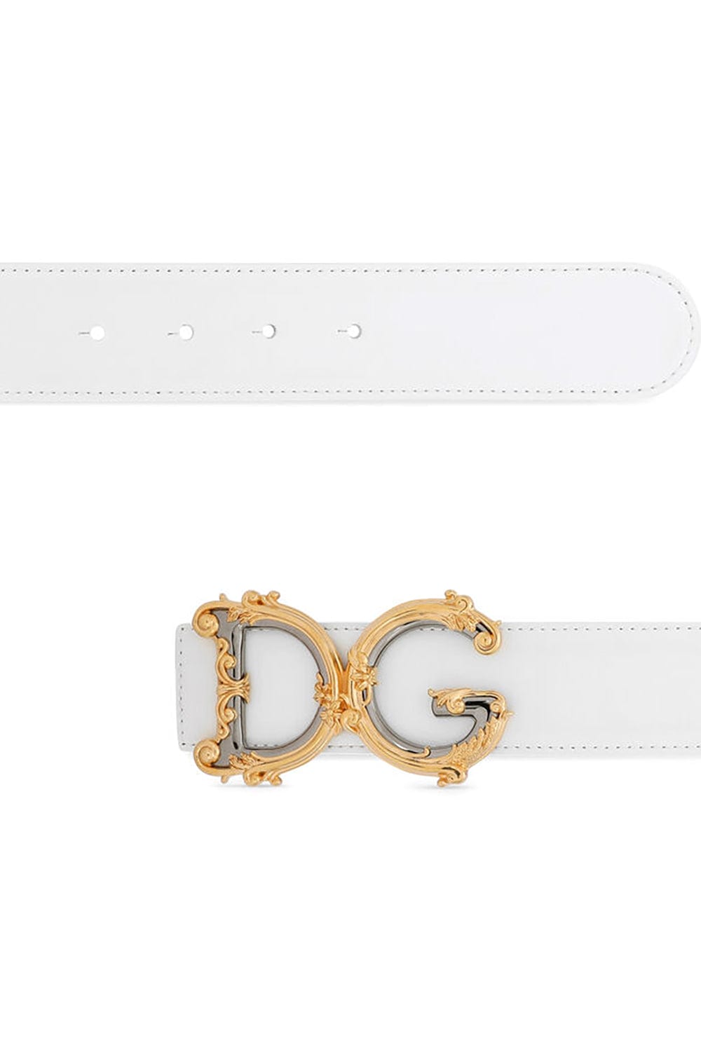 DOLCE & GABBANA-Belt With DG Logo Buckle - Bianco-