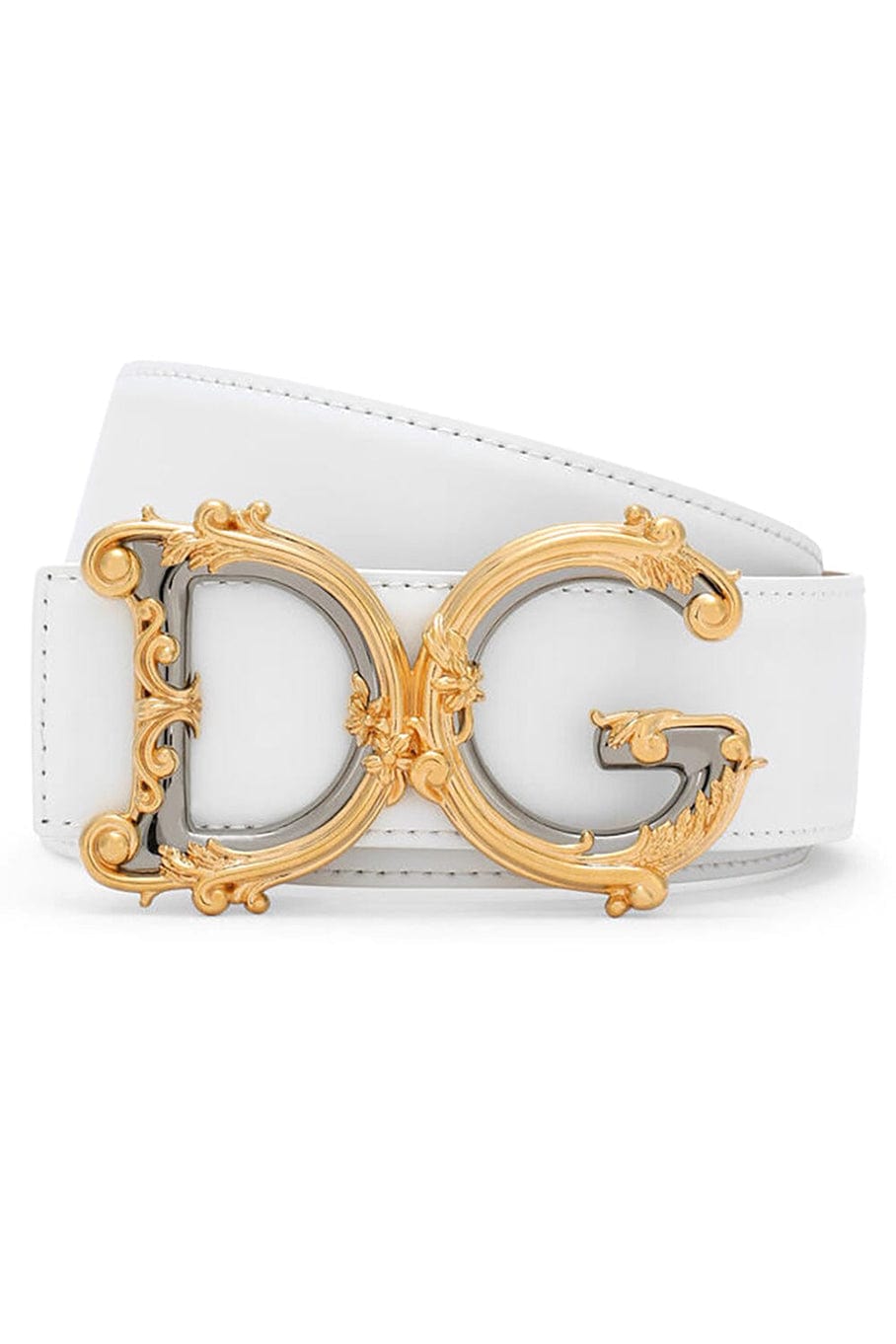 DOLCE & GABBANA-Belt With DG Logo Buckle - Bianco-