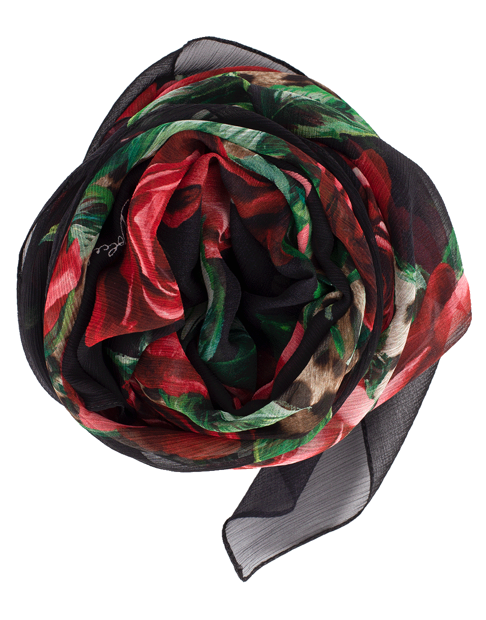 DOLCE & GABBANA-Rose Leopart Print Scarf-LEOPARD