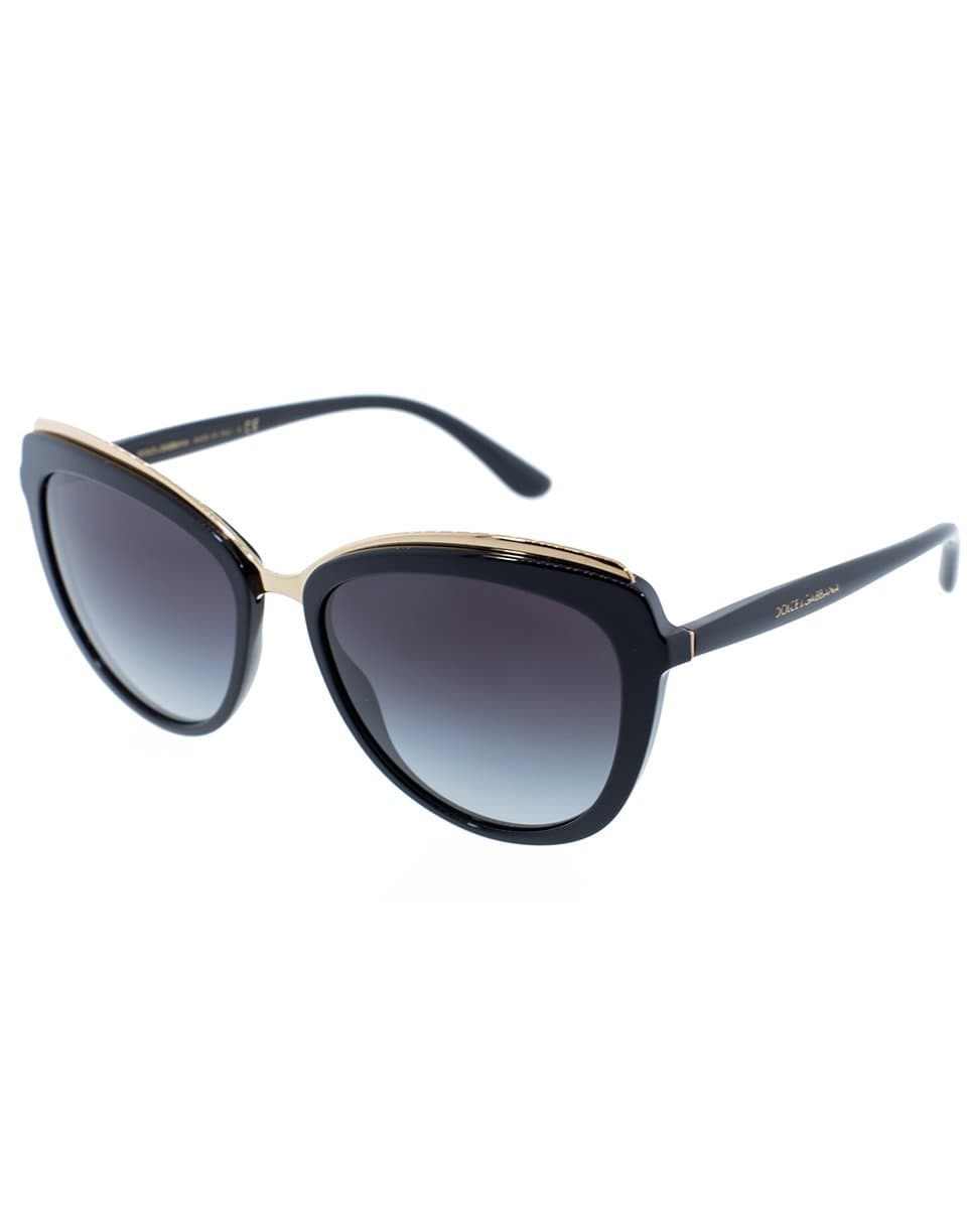 DOLCE & GABBANA-Black Cat Eye Sunglasses-BLACK