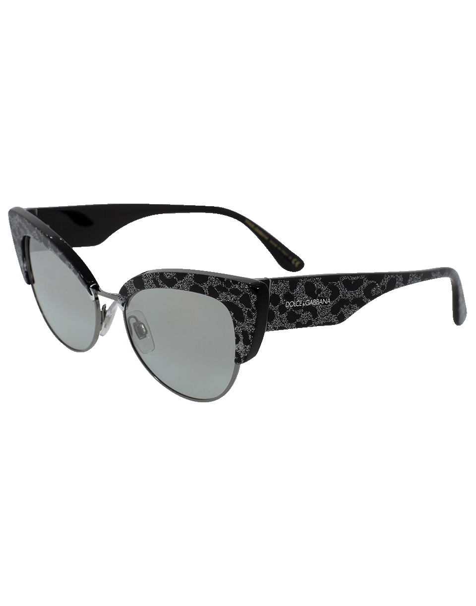 DOLCE & GABBANA-Leopard Cat Eye Sunglasses-BLACK