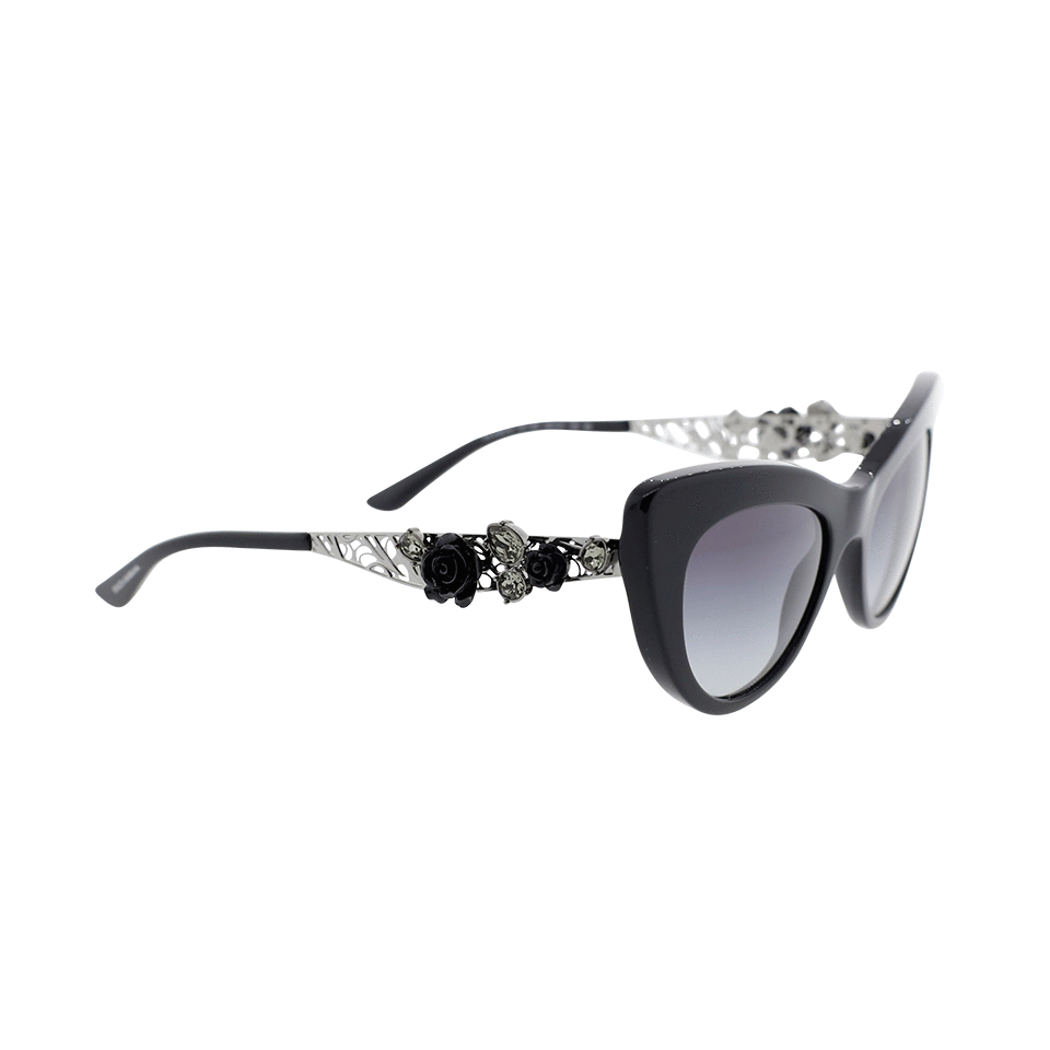 DOLCE & GABBANA-Embellished Cat Eye Sunglasses-BLCK/GREY