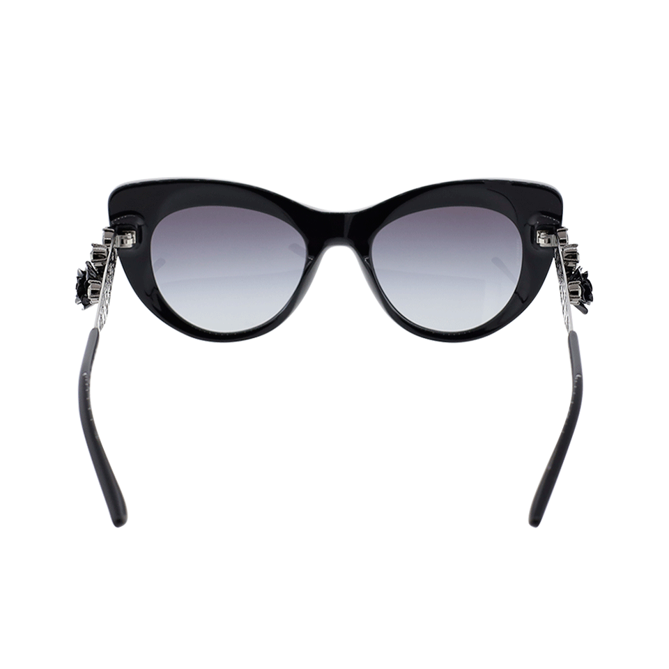 DOLCE & GABBANA-Embellished Cat Eye Sunglasses-BLCK/GREY