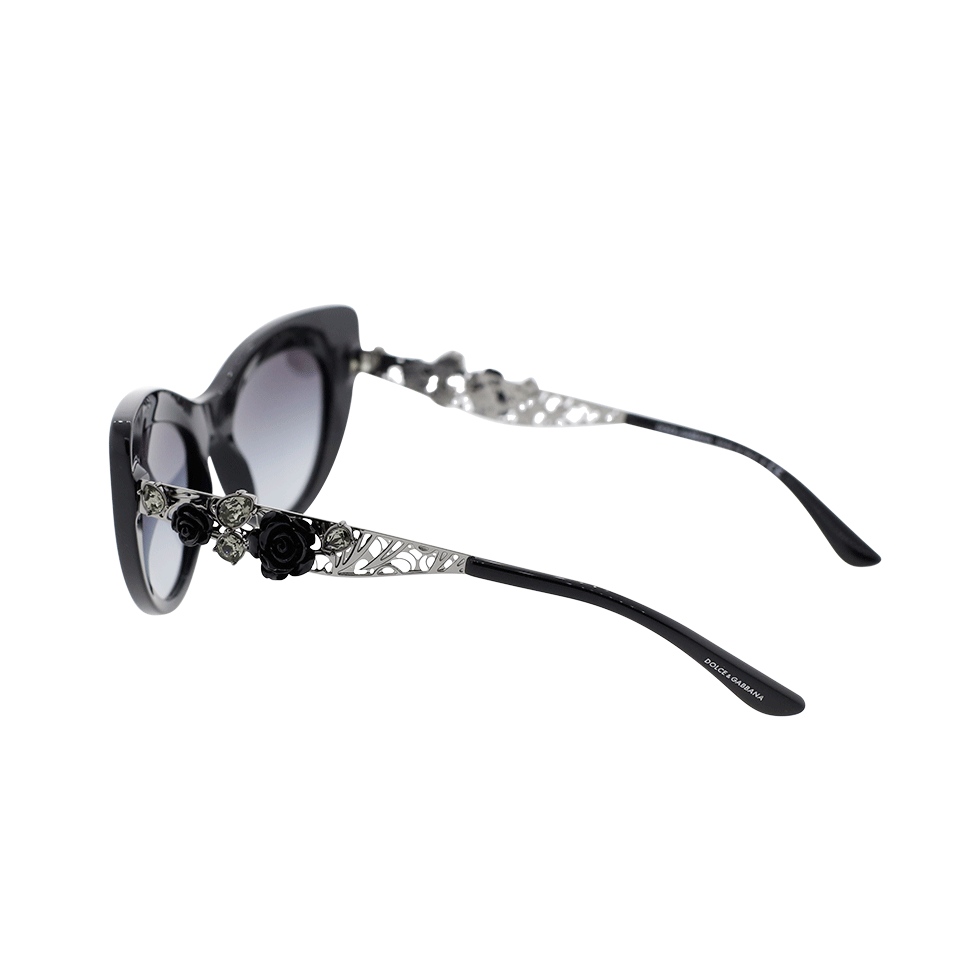 DOLCE & GABBANA-Embellished Cat Eye Sunglasses-BLCK/GREY